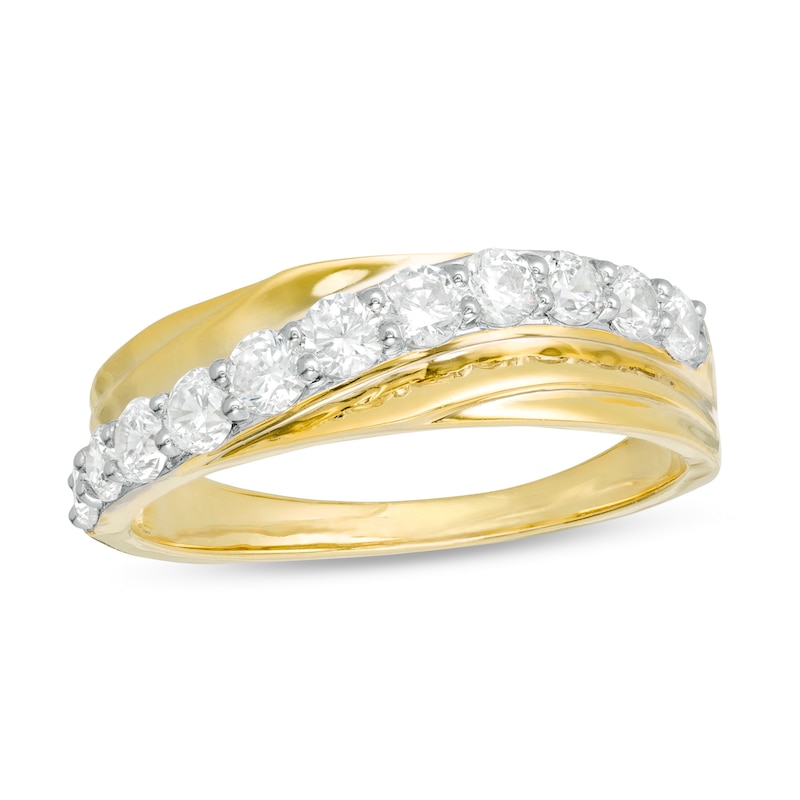 0.58 CT. T.W. Diamond Wavy Crossover Anniversary Band in 10K Gold