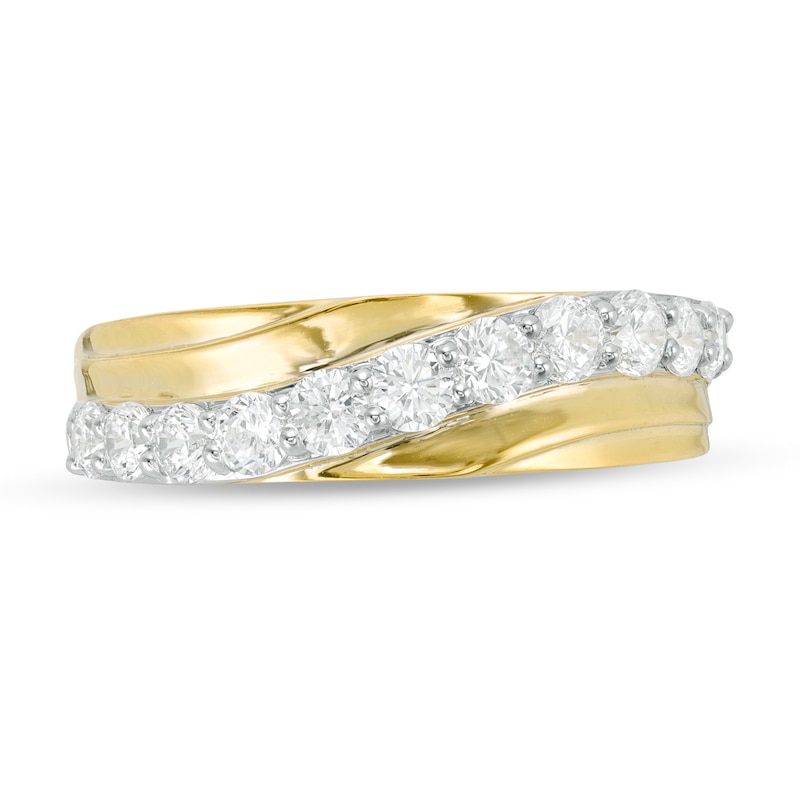 0.58 CT. T.W. Diamond Wavy Crossover Anniversary Band in 10K Gold