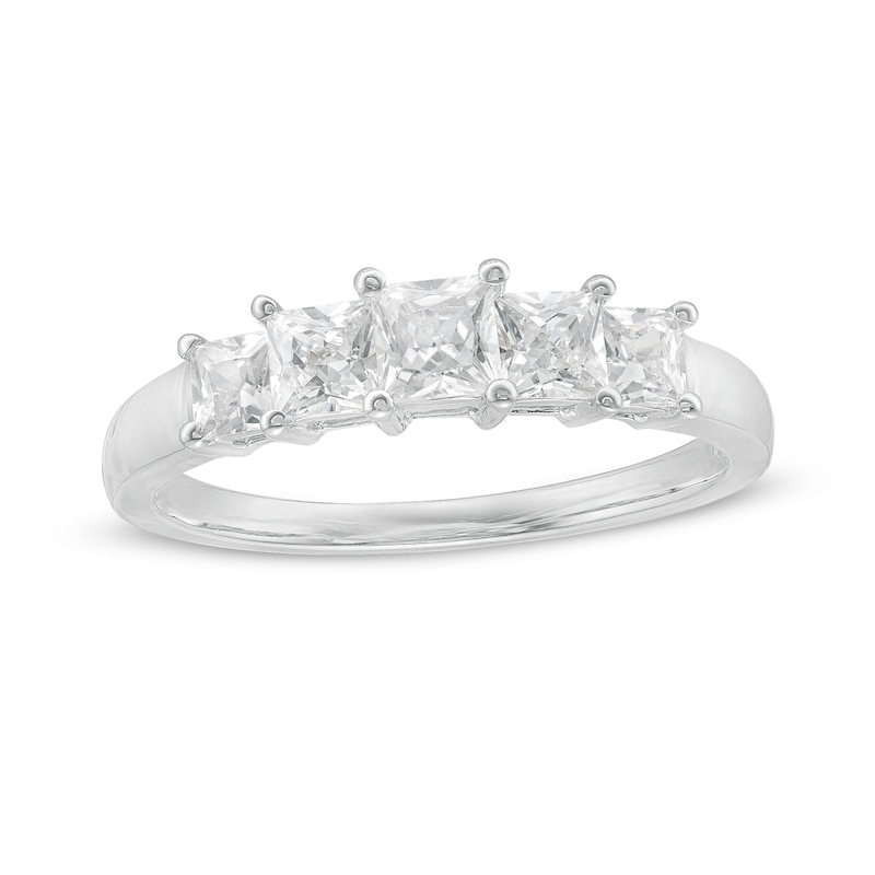 0.85 CT. T.W. Princess-Cut Diamond Five Stone Anniversary Band in 10K White Gold