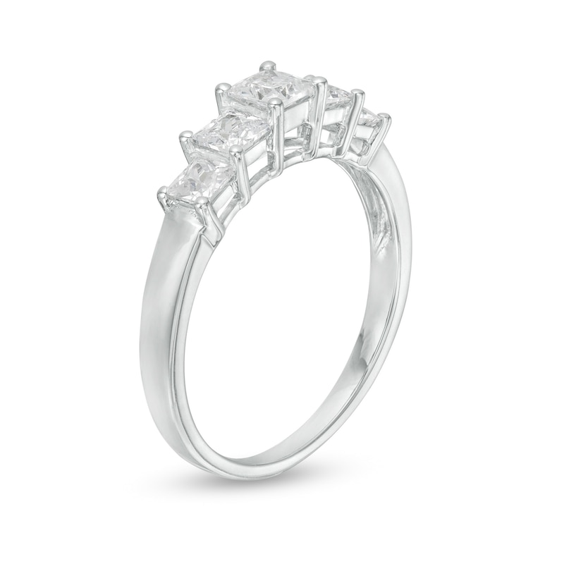 Main Image 3 of 0.85 CT. T.W. Princess-Cut Diamond Five Stone Anniversary Band in 10K White Gold