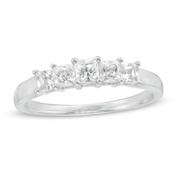 0.58 CT. T.W. Princess-Cut Diamond Five Stone Anniversary Band in 10K White Gold