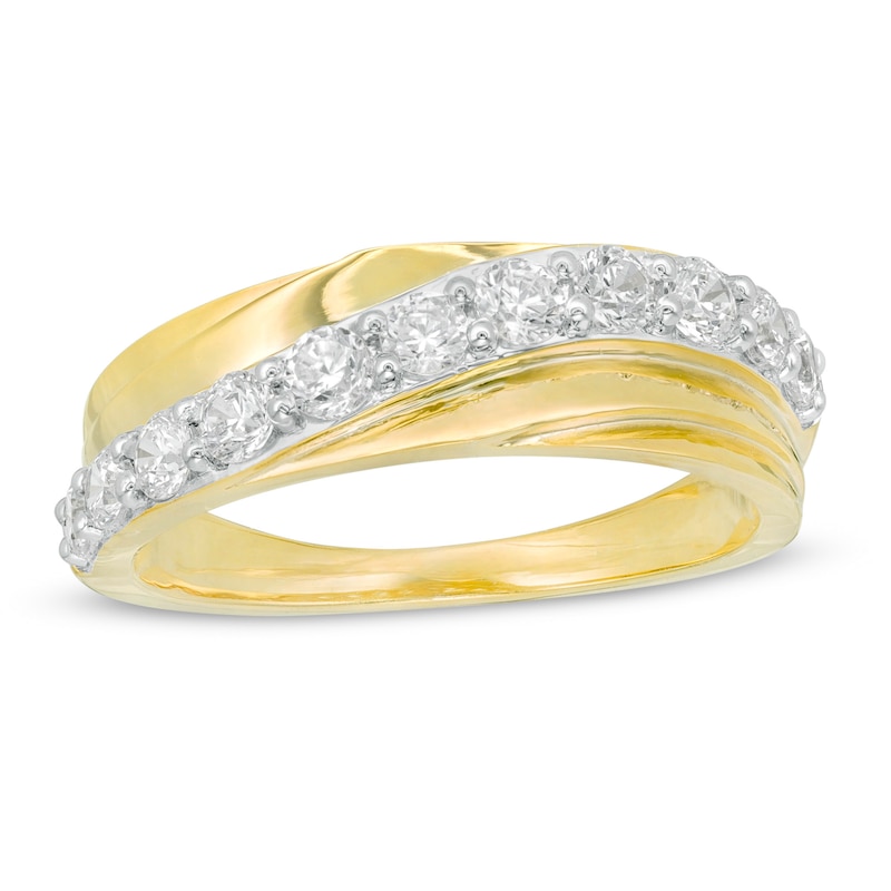0.75 CT. T.W. Diamond Wavy Crossover Anniversary Band in 10K Gold