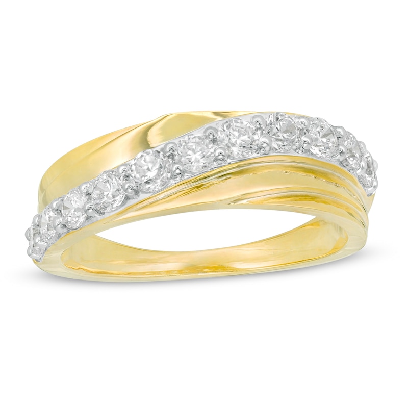 Main Image 1 of 0.75 CT. T.W. Diamond Wavy Crossover Anniversary Band in 10K Gold