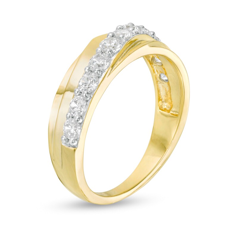 Main Image 3 of 0.75 CT. T.W. Diamond Wavy Crossover Anniversary Band in 10K Gold