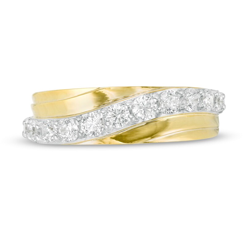 Main Image 4 of 0.75 CT. T.W. Diamond Wavy Crossover Anniversary Band in 10K Gold
