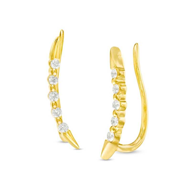 0.085 CT. T.W. Diamond Curved Crawler Earrings in 10K Gold