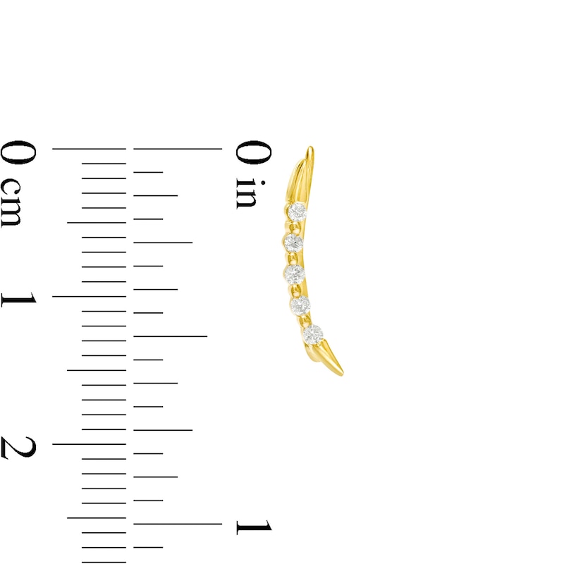 Main Image 3 of 0.085 CT. T.W. Diamond Curved Crawler Earrings in 10K Gold