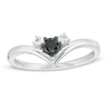 Thumbnail Image 0 of 0.18 CT. T.W. Enhanced Black and White Diamond Three Stone Chevron Ring in Sterling Silver