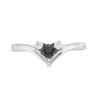 Thumbnail Image 3 of 0.18 CT. T.W. Enhanced Black and White Diamond Three Stone Chevron Ring in Sterling Silver