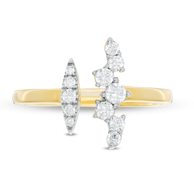 0.29 CT. T.W. Diamond Linear Marquise and Scattered Bar Open Shank Ring in 10K Gold