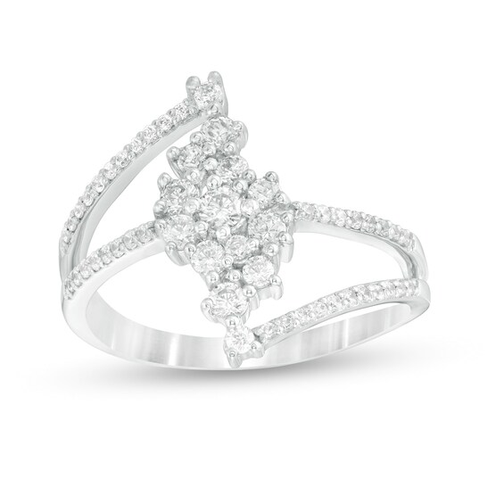 0.45 CT. T.W. Diamond Bypass Open Shank Ring in Sterling Silver
