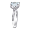 Thumbnail Image 2 of 8.0mm Cushion-Cut Aquamarine and 0.06 CT. T.W. Diamond Beaded Floral-Set Ring in 10K White Gold