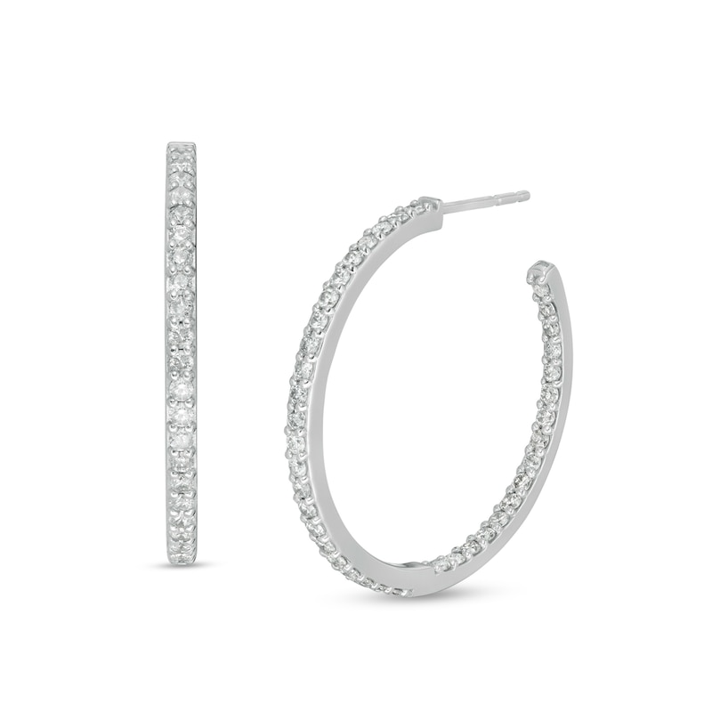1.01 CT. T.W. Diamond Inside-Out Hoop Earrings in 10K White Gold