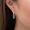 Thumbnail Image 1 of 1.01 CT. T.W. Diamond Inside-Out Hoop Earrings in 10K White Gold