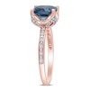 Thumbnail Image 3 of 8.0mm Cushion-Cut London Blue Topaz and 0.06 CT. T.W. Diamond Beaded Floral-Set Ring in 10K Rose Gold