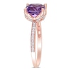 Thumbnail Image 2 of 8.0mm Cushion-Cut Amethyst and 0.06 CT. T.W. Diamond Beaded Floral-Set Ring in 10K Rose Gold