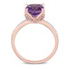 8.0mm Cushion-Cut Amethyst and 0.06 CT. T.W. Diamond Beaded Floral-Set Ring in 10K Rose Gold