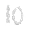 Thumbnail Image 0 of 0.23 CT. T.W. Diamond Twist Hoop Earring in 10K White Gold