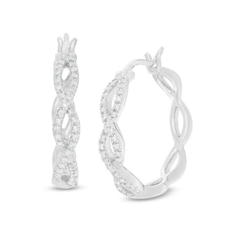 0.23 CT. T.W. Diamond Twist Hoop Earring in 10K White Gold