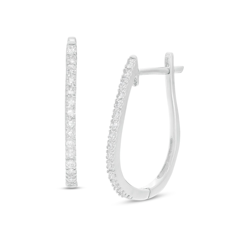 0.23 CT. T.W. Diamond U-Hoop Earrings in Sterling Silver|Peoples Jewellers