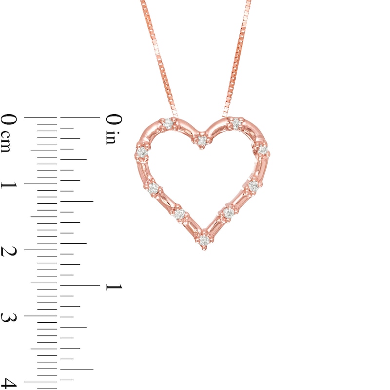 0.085 CT. T.W. Diamond Heart Outline Pendant in 10K Rose Gold