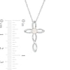 Thumbnail Image 3 of 4.0mm Lab-Created Opal and 0.087 CT. T.W. Diamond Twisted Cross Pendant in Sterling Silver