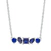 Thumbnail Image 1 of Multi-Shape Lab-Created Blue Sapphire Five Stone Bar Necklace in Sterling Silver