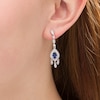 Thumbnail Image 2 of Pear-Shaped Lab-Created Blue and White Sapphire Marquise Frame Vintage-Style Chandelier Drop Earrings in Sterling Silver