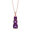 Thumbnail Image 0 of Cushion-Cut Amethyst Graduated Linear Three Stone Drop Pendant in 10K Rose Gold