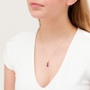 Thumbnail Image 1 of Cushion-Cut Amethyst Graduated Linear Three Stone Drop Pendant in 10K Rose Gold