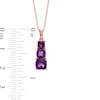 Cushion-Cut Amethyst Graduated Linear Three Stone Drop Pendant in 10K Rose Gold