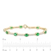 Oval Lab-Created Emerald and White Sapphire Station Bar Bracelet in Sterling Silver with 14K Gold Plate - 7.25"