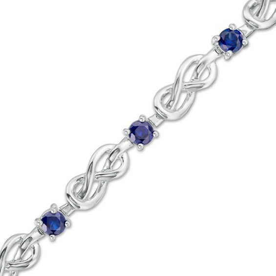 3.5mm Lab-Created Blue Sapphire Infinity Knot Bracelet in Sterling Silver - 7.5"