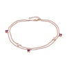 Thumbnail Image 0 of 4.0mm Amethyst and White Topaz Station Double Strand Anklet in Sterling Silver with 14K Rose Gold Plate - 10"