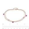 Thumbnail Image 1 of 4.0mm Amethyst and White Topaz Station Double Strand Anklet in Sterling Silver with 14K Rose Gold Plate - 10"