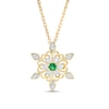 Thumbnail Image 0 of 3.0mm Lab-Created Emerald and White Sapphire Snowflake Pendant in Sterling Silver with 14K Gold Plate