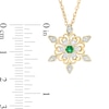 Thumbnail Image 2 of 3.0mm Lab-Created Emerald and White Sapphire Snowflake Pendant in Sterling Silver with 14K Gold Plate