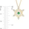 3.0mm Lab-Created Emerald and White Sapphire Snowflake Pendant in Sterling Silver with 14K Gold Plate