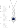 Thumbnail Image 2 of 4.8mm Lab-Created Blue Sapphire and Diamond Accent Cascading Flame Pendant in Sterling Silver