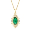 Thumbnail Image 0 of Marquise Lab-Created Emerald and White Sapphire Frame Vintage-Style Drop Pendant in Sterling Sliver with 14K Gold Plate