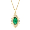 Thumbnail Image 1 of Marquise Lab-Created Emerald and White Sapphire Frame Vintage-Style Drop Pendant in Sterling Sliver with 14K Gold Plate