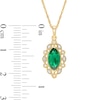 Thumbnail Image 2 of Marquise Lab-Created Emerald and White Sapphire Frame Vintage-Style Drop Pendant in Sterling Sliver with 14K Gold Plate