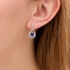 Thumbnail Image 1 of 4.6mm Lab-Created Blue Sapphire and Diamond Accent Beaded Open Double Teardrop Earrings in Sterling Silver