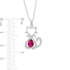 Thumbnail Image 2 of Pear-Shaped Lab-Created Ruby and 0.04 CT. T.W. Diamond Cat with Bow Tie Drop Pendant in Sterling Silver