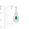 Thumbnail Image 3 of Pear-Shaped Lab-Created Emerald and White Sapphire Open Frame Vintage-Style Drop Earrings in Sterling Silver