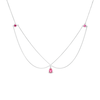 Thumbnail Image 1 of Pear-Shaped and Round Lab-Created Ruby Three Stone Chandelier Anklet in Sterling Silver - 10"