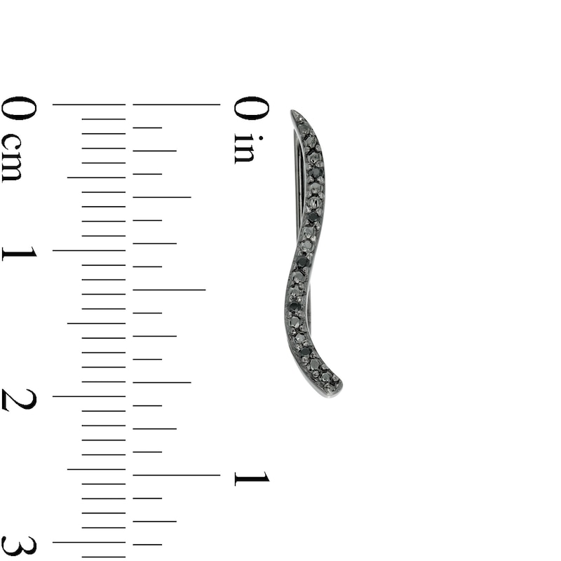 Main Image 3 of 0.04 CT. T.W. Black Diamond Curve Crawler Earrings in 10K White Gold with Black Rhodium