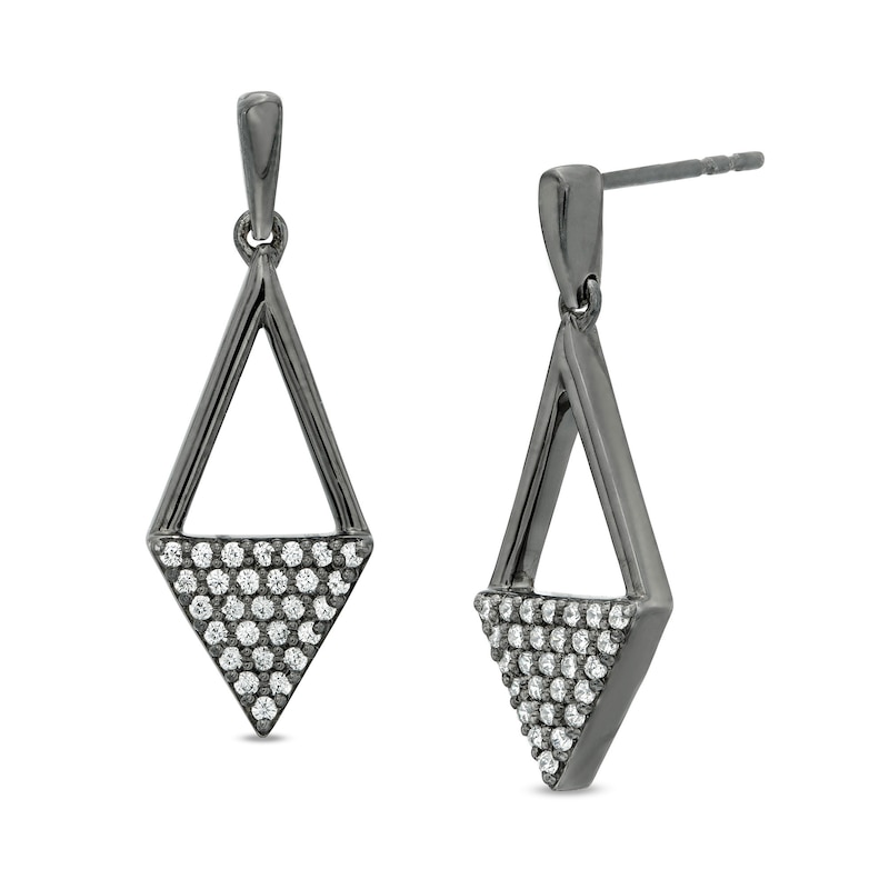 0.23 CT. T.W. Diamond Kite-Shaped Drop Earrings in Sterling Silver with Black Rhodium|Peoples Jewellers