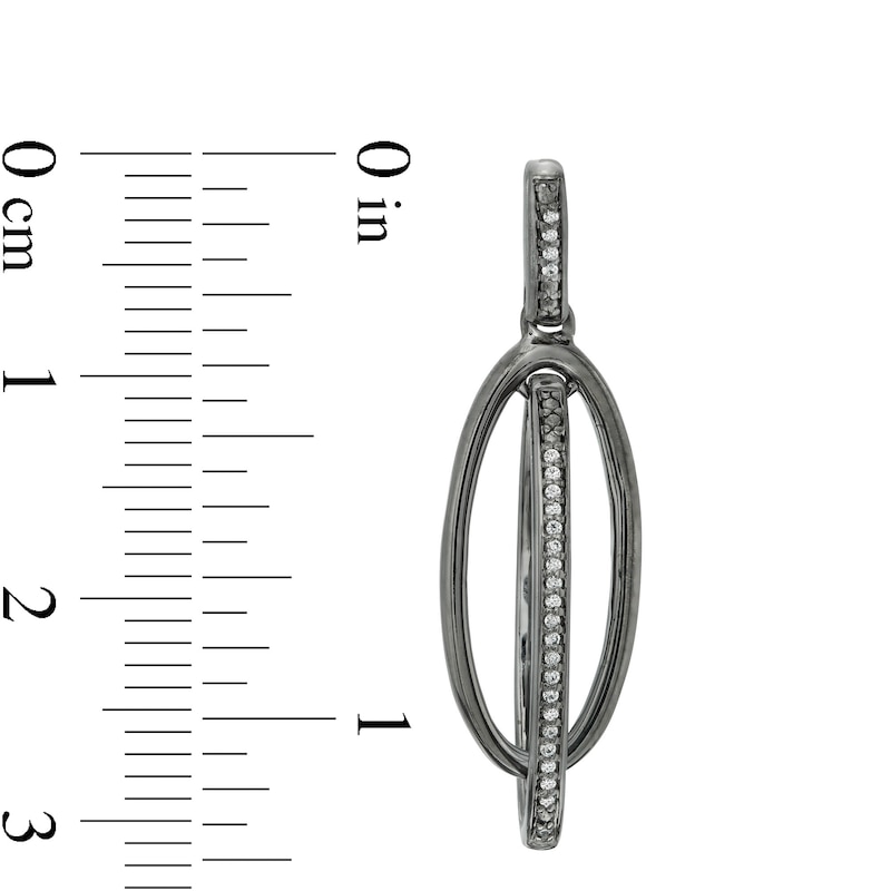 0.086 CT. T.W. Diamond Double Oval Orbit Drop Earrings in Sterling Silver with Black Rhodium