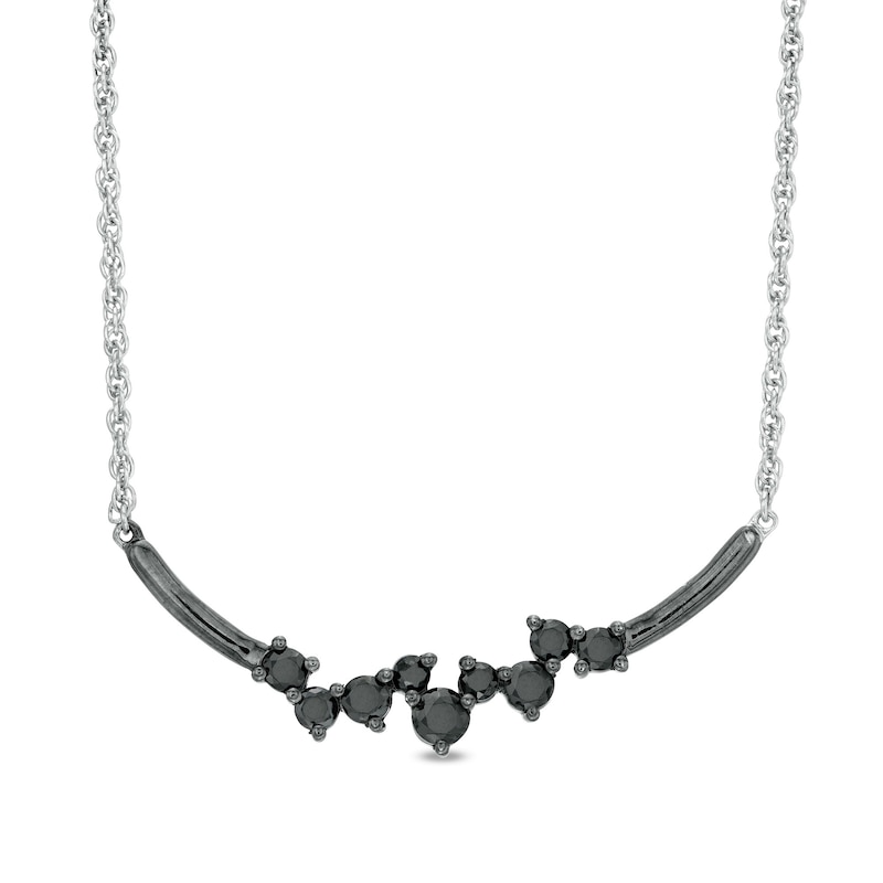 0.45 CT. T.W. Black Diamond Scatter Necklace in 10K White Gold and Black Rhodium
